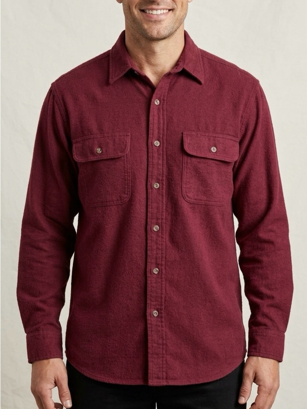Field & Stream Burgundy Button-Down Chest Pocket Shirt